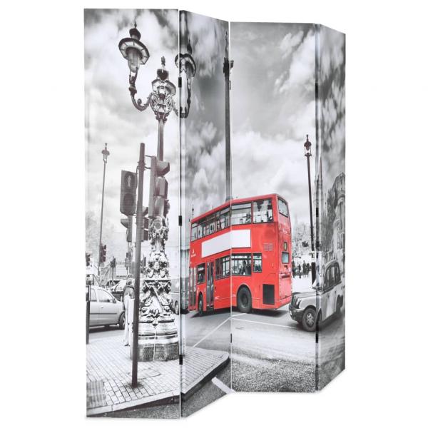 Raumteiler klappbar 160 x 170 cm London Bus Schwarz-Weiß