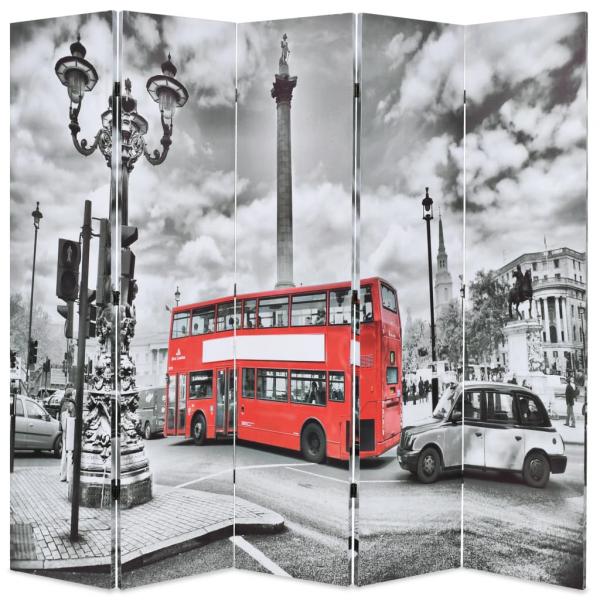 ARDEBO.de - Raumteiler klappbar 200 x 170 cm London Bus Schwarz-Weiß