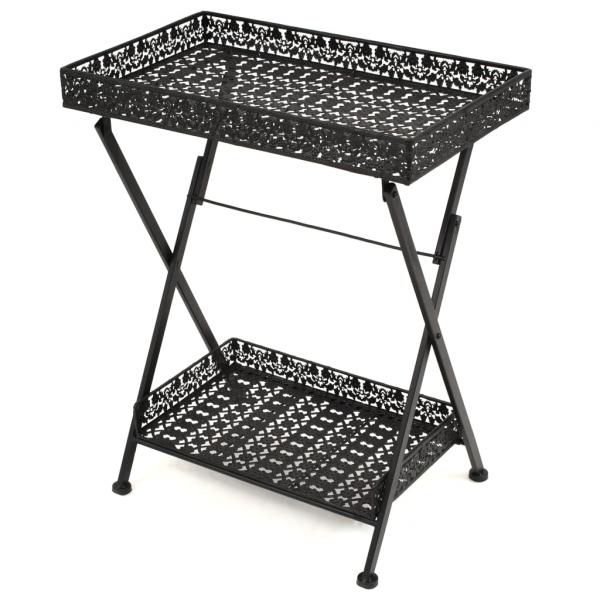 ARDEBO.de - Beistelltisch Klappbar Vintage Metall 58 x 35 x 72 cm Schwarz