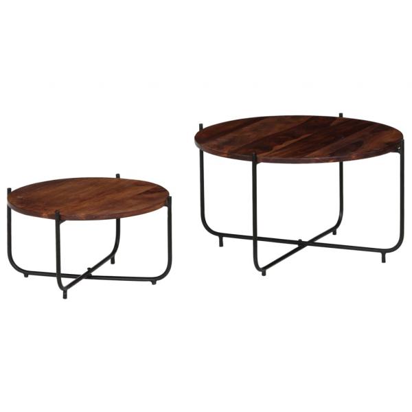 2-tlg. Couchtisch-Set Massivholz Palisander 60x35 cm