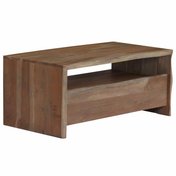 ARDEBO.de - Couchtisch Massivholz Akazie Naturkanten 90x50x40 cm Grau