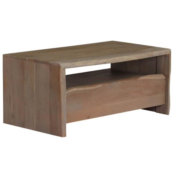 Couchtisch Massivholz Akazie Naturkanten 90x50x40 cm Grau