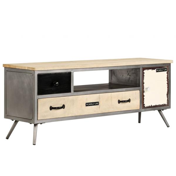 TV-Schrank Massivholz Mango und Stahl 120x30x45 cm