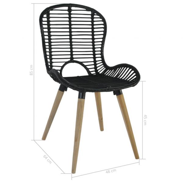 Esszimmerstühle 2 Stk. Schwarz Natur Rattan