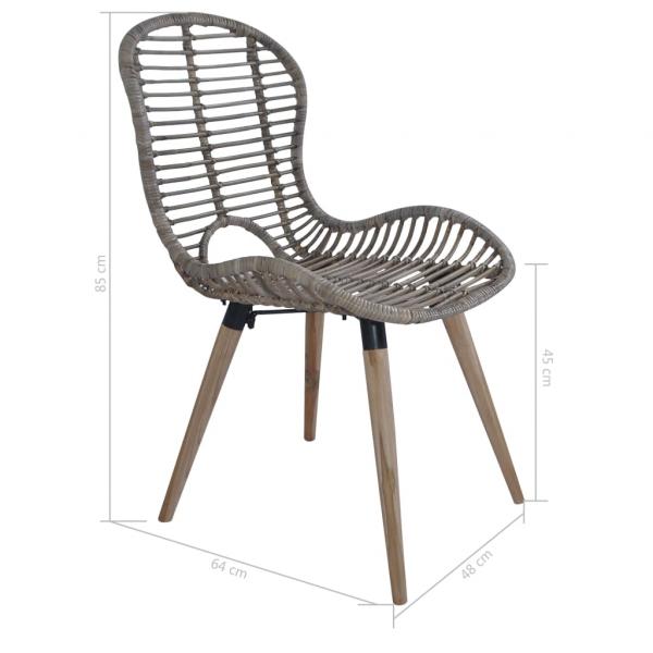 Esszimmerstühle 2 Stk. Braun Natürliches Rattan