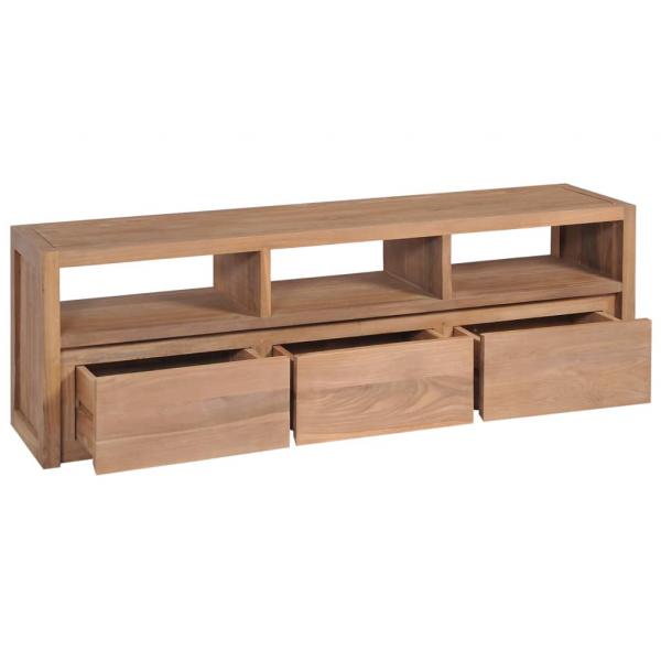 TV-Schrank Massivholz Teak mit natürlichem Finish 120×30×40 cm