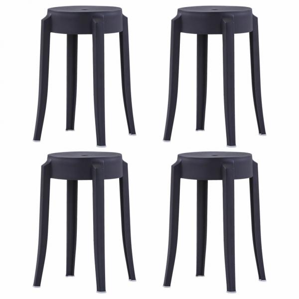 ARDEBO.de - Stapelbare Hocker 4 Stk. Schwarz Kunststoff