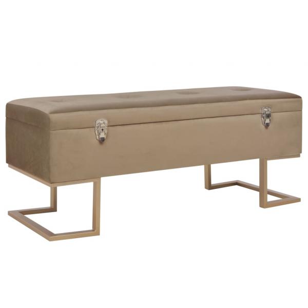 ARDEBO.de - Bank mit Staufach 105 cm Beige Samt