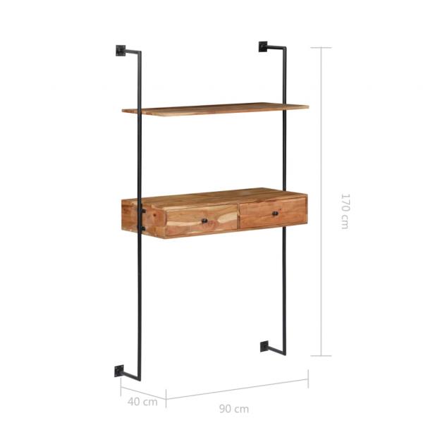 Wandschreibtisch 90 x 40 x 170 cm Massivholz Akazie