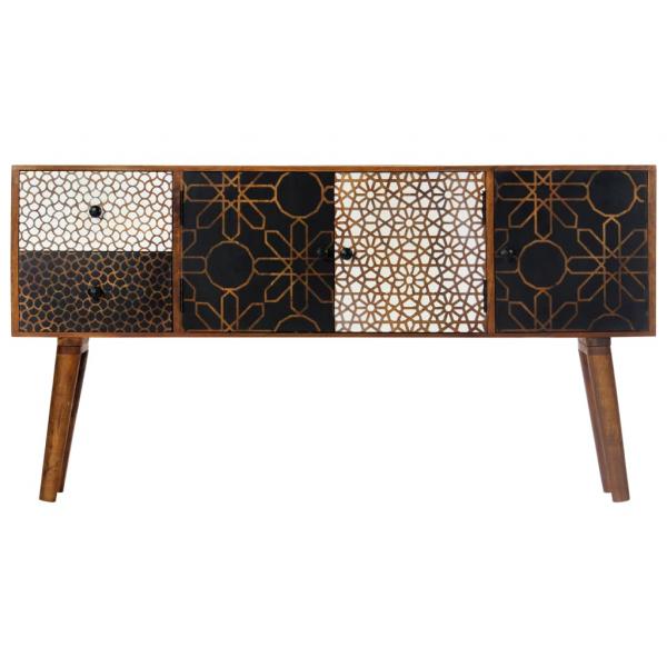 Sideboard mit Druckmuster 130×30×70 cm Massivholz Mango