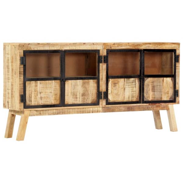 Sideboard Braun und Schwarz 160×30×80 cm Raues Mango-Massivholz