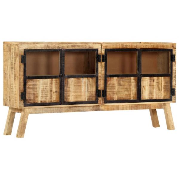 Sideboard Braun und Schwarz 160×30×80 cm Raues Mango-Massivholz