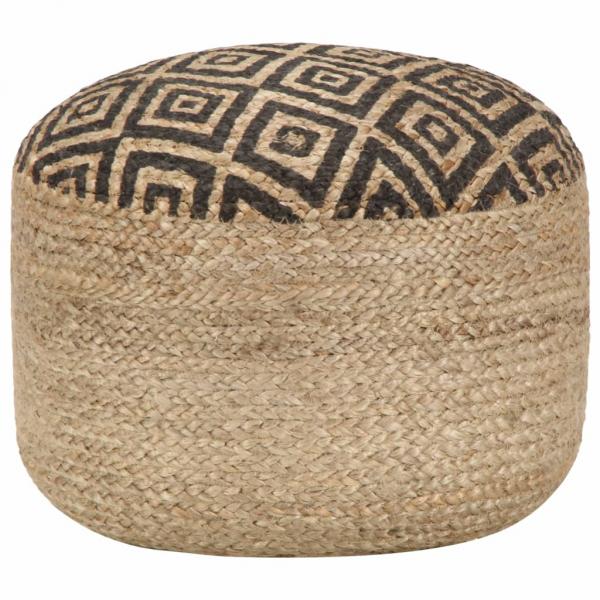 ARDEBO.de - Handgefertigter Sitzpuff Schwarz 45 x 30 cm Jute