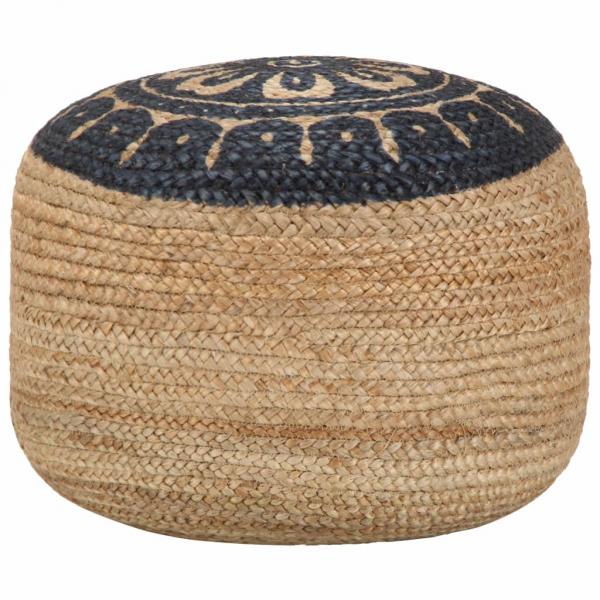 ARDEBO.de - Handgefertigter Sitzpuff Blau 45 x 30 cm Jute