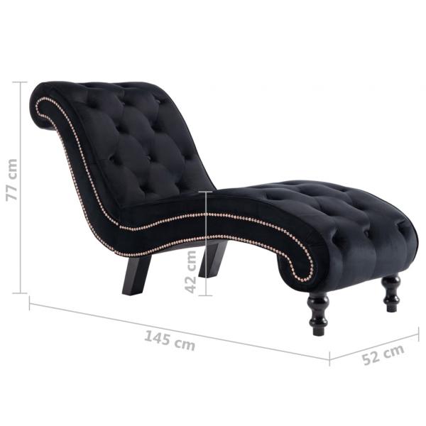 Chaiselongue Schwarz Samt