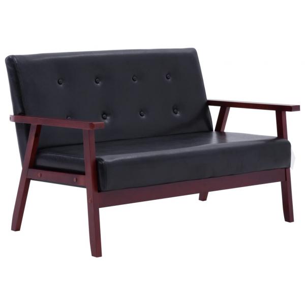 2-Sitzer-Sofa Schwarz Kunstleder