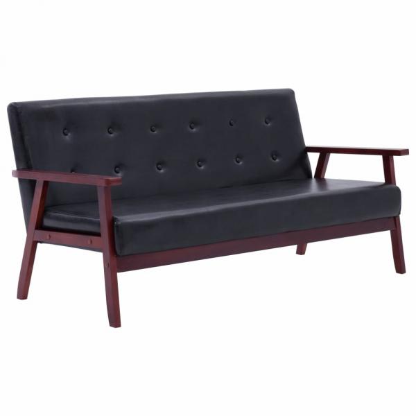 3-Sitzer-Sofa Schwarz Kunstleder