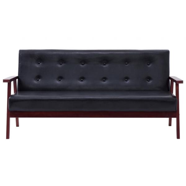 3-Sitzer-Sofa Schwarz Kunstleder