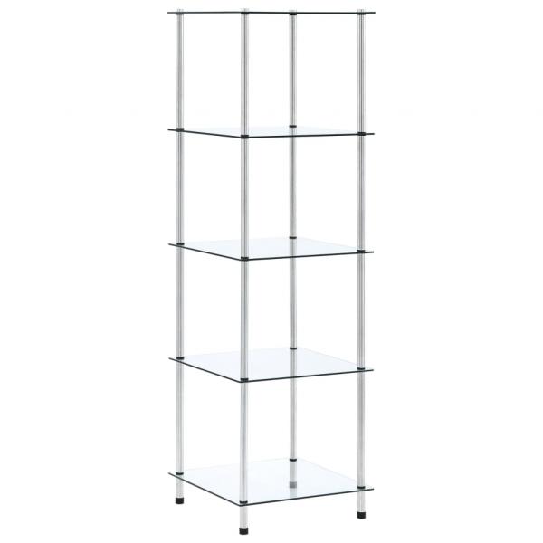 ARDEBO.de - Regal mit 5 Ablagen Transparent 40x40x130 cm Hartglas