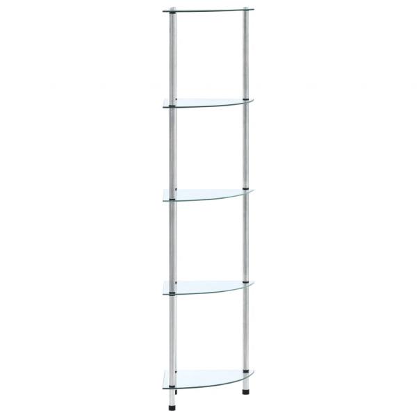 ARDEBO.de - Regal mit 5 Ablagen Transparent 30x30x130 cm Hartglas