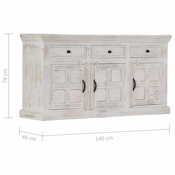 Sideboard Weiß 140x40x74 cm Massivholz Mango