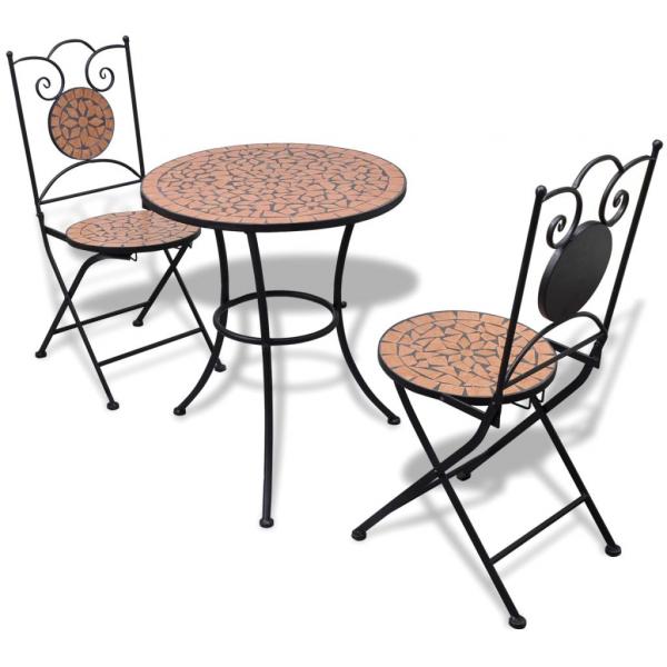 ARDEBO.de - 3-tlg. Bistro-Set Keramik Terrakotta 