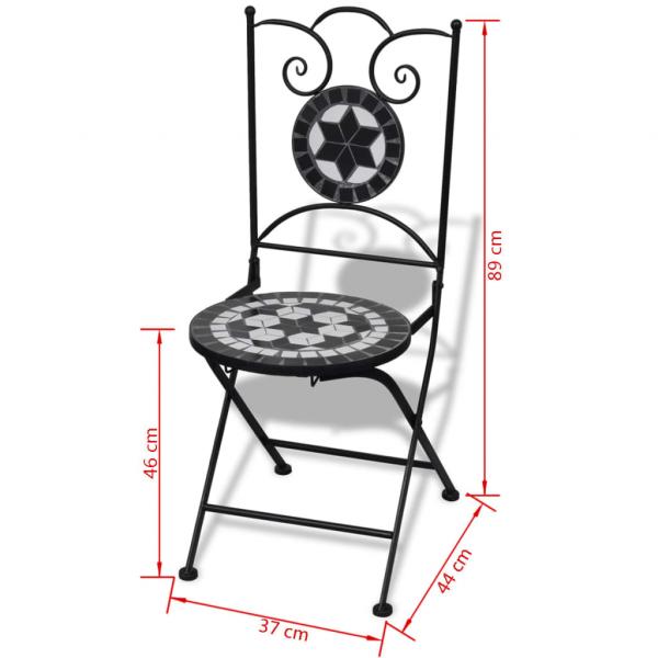 3-tlg. Bistro-Set Keramik Schwarz und Weiß