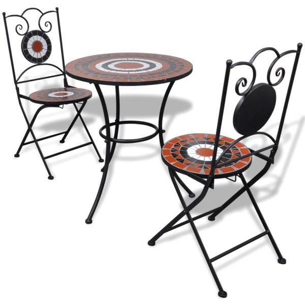 ARDEBO.de - 3-tlg. Bistro-Set Keramik Terrakotta und Weiß