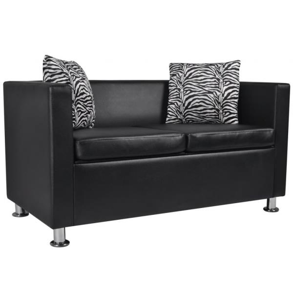 Sofa-Set Kunstleder 3-Sitzer und 2-Sitzer Schwarz 