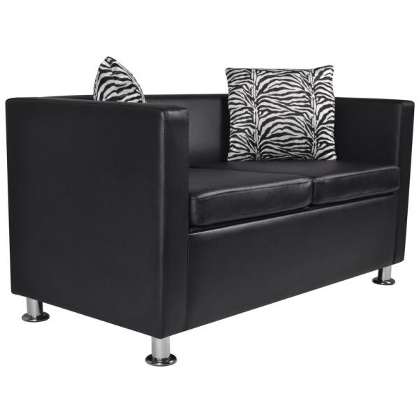 Sofa-Set Kunstleder 3-Sitzer und 2-Sitzer Schwarz 