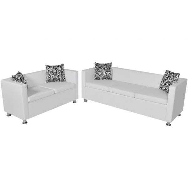 ARDEBO.de - Sofa-Set Kunstleder 3-Sitzer + 2-Sitzer Weiß