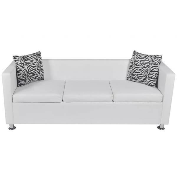 Sofa-Set Kunstleder 3-Sitzer + 2-Sitzer Weiß