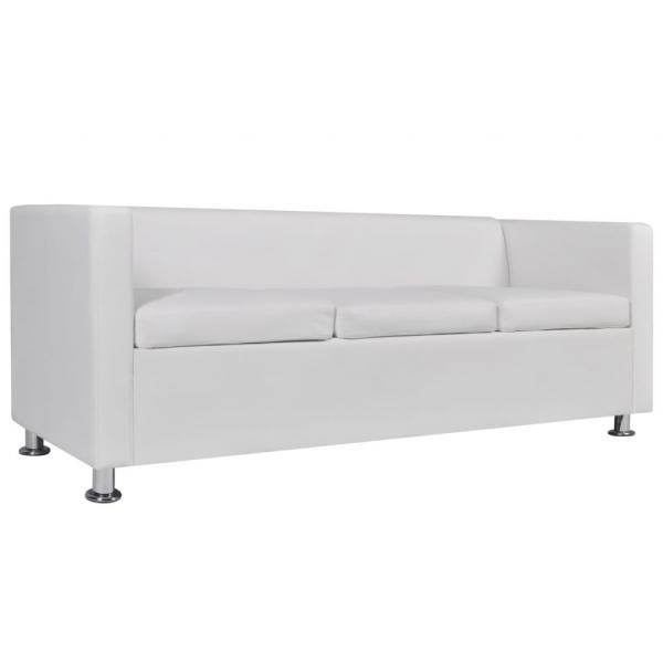 Sofa-Set Kunstleder 3-Sitzer + 2-Sitzer Weiß