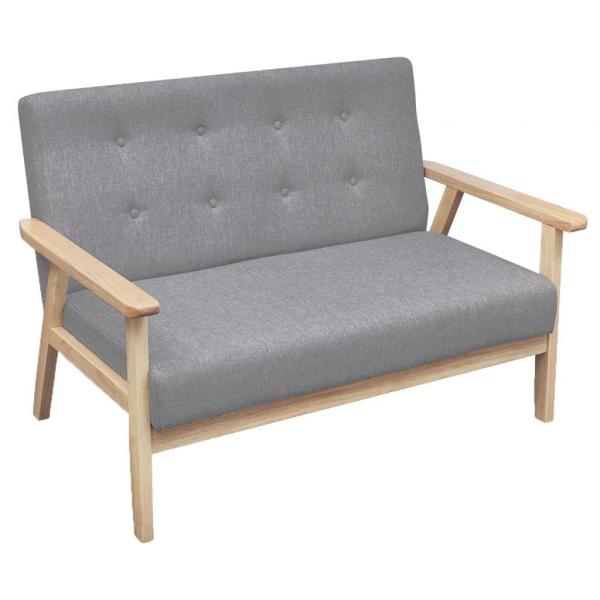 Sofa-Set 2-tlg. Stoff Hellgrau 