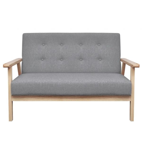 Sofa-Set 2-tlg. Stoff Hellgrau 