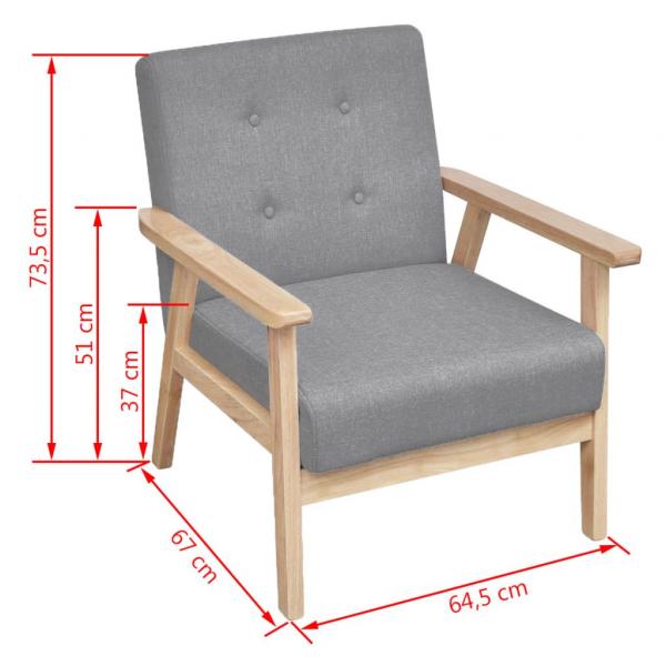 Sofa-Set 2-tlg. Stoff Hellgrau 