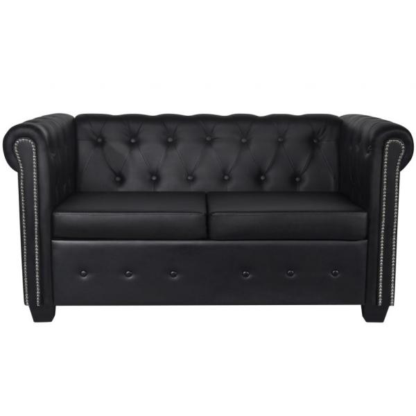 Chesterfield-Sofas 2-Sitzer und 3-Sitzer Kunstleder Schwarz 