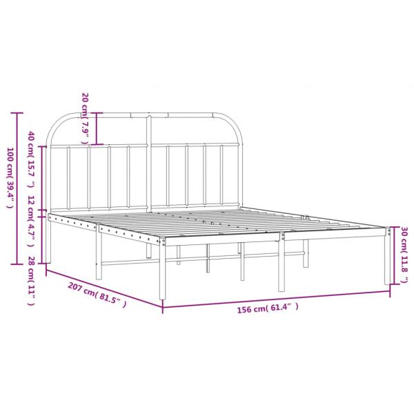 Bettgestell mit Kopfteil Metall Schwarz 150x200 cm