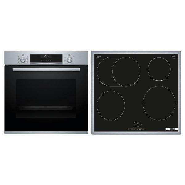 ARDEBO.de Bosch HBD635CS63 Einbau-Backofen-Set mit Glaskeramikkochfeld (HBA537BS0+PIF645BB5E), 60cm breite, 71L, AutoPilot 10, EcoClean Direct, Touch Select, Power Boost, Bräterzone, Edelstahl/Schwarz