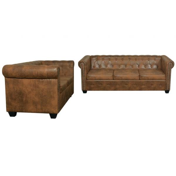 Chesterfield-Sofas 2-Sitzer und 3-Sitzer Braun