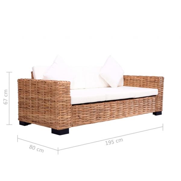 Sofa-Set 15-tlg. Natur Rattan