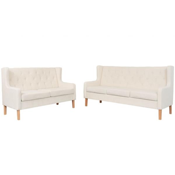 ARDEBO.de - 2-tlg. Sofa-Set Stoff Cremeweiß