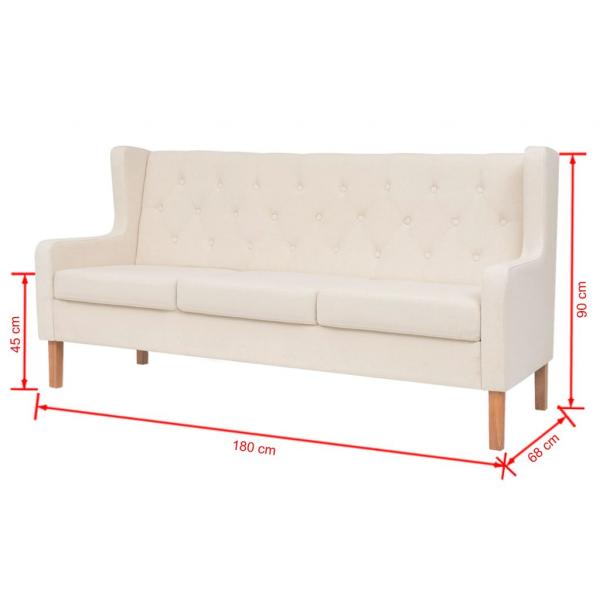 2-tlg. Sofa-Set Stoff Cremeweiß