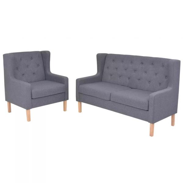 ARDEBO.de - 2-tlg. Sofa-Set Stoff Grau