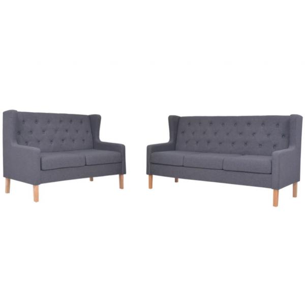 ARDEBO.de - 2-tlg. Sofa-Set Stoff Grau