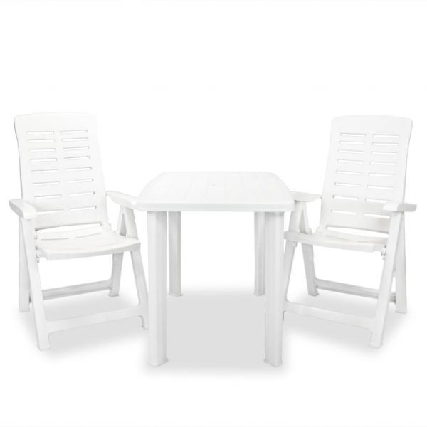 ARDEBO.de - 3-tlg. Bistro-Set Kunststoff Weiß