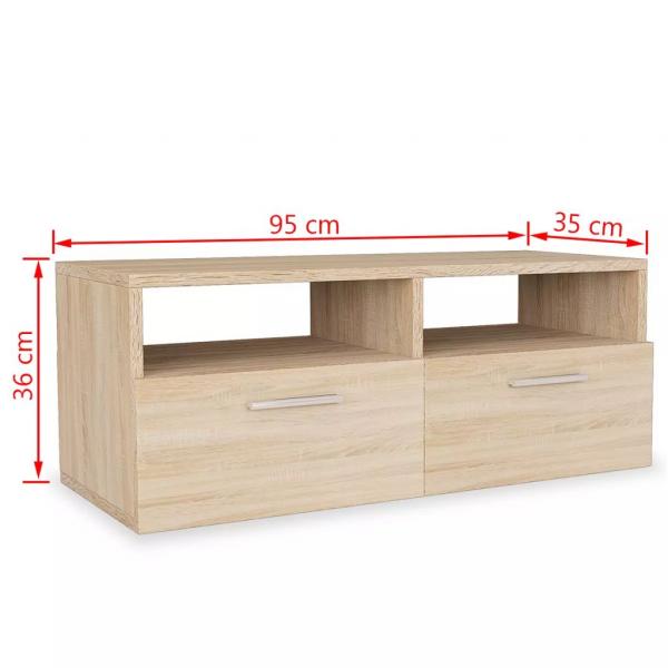 2 Stk. TV-Schränke Holzwerkstoff 95x35x36 cm Eiche