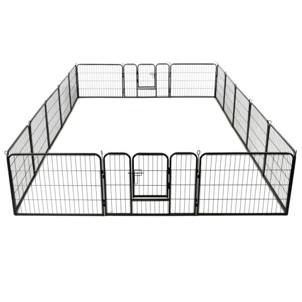 Hunde-Laufstall 16 Paneele Stahl 60x80 cm Schwarz 