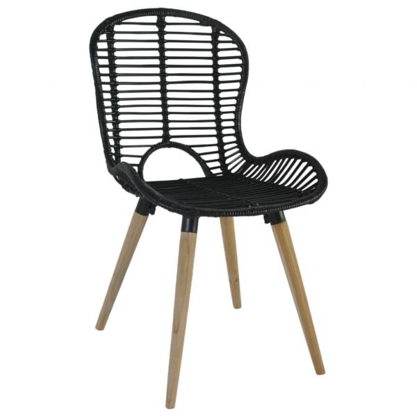 Esszimmerstühle 6 Stk. Natur Rattan Schwarz