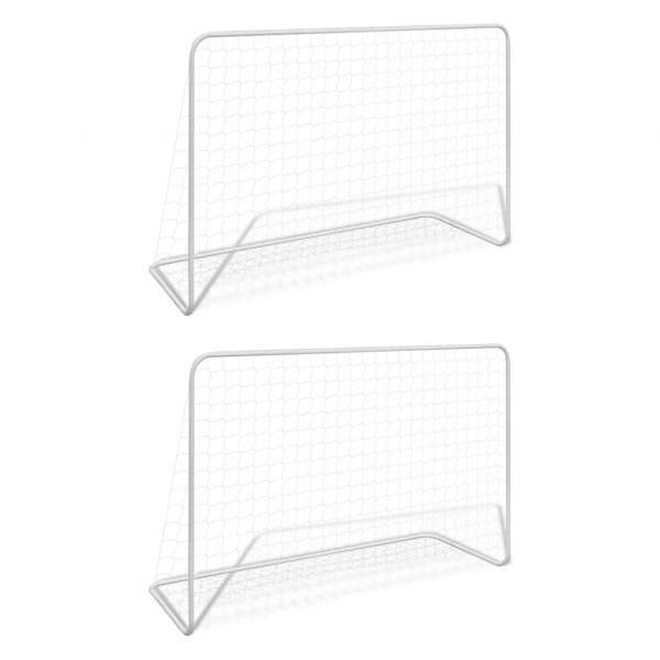 ARDEBO.de - Fußballtore 2 Stk. mit Netzen 182×61×122 cm Stahl Weiß